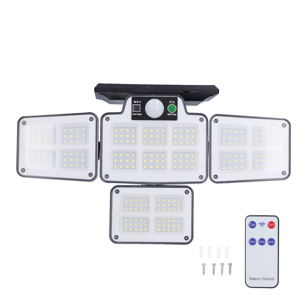 LED Solar Lights Outdoor 4 Adjustable Heads Motion Sensor Light 450LM 3 Modes Wide Angle Wall Light for Garden Pathway