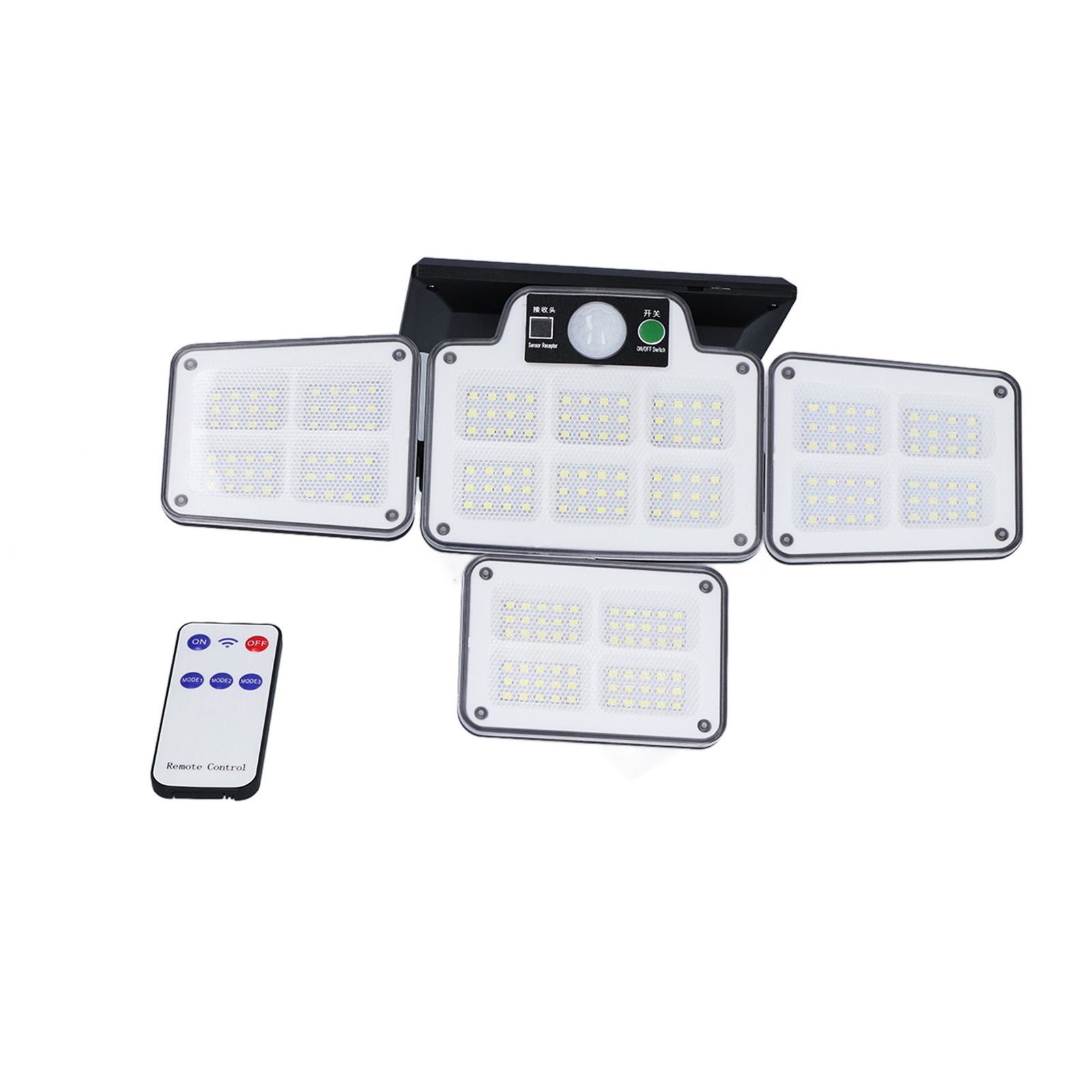 LED Solar Lights Outdoor 4 Adjustable Heads Motion Sensor Light 450LM 3 Modes Wide Angle Wall Light for Garden Pathway