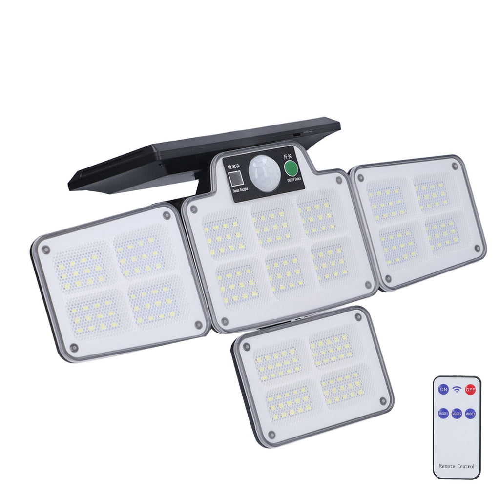 LED Solar Lights Outdoor 4 Adjustable Heads Motion Sensor Light 450LM 3 Modes Wide Angle Wall Light for Garden Pathway