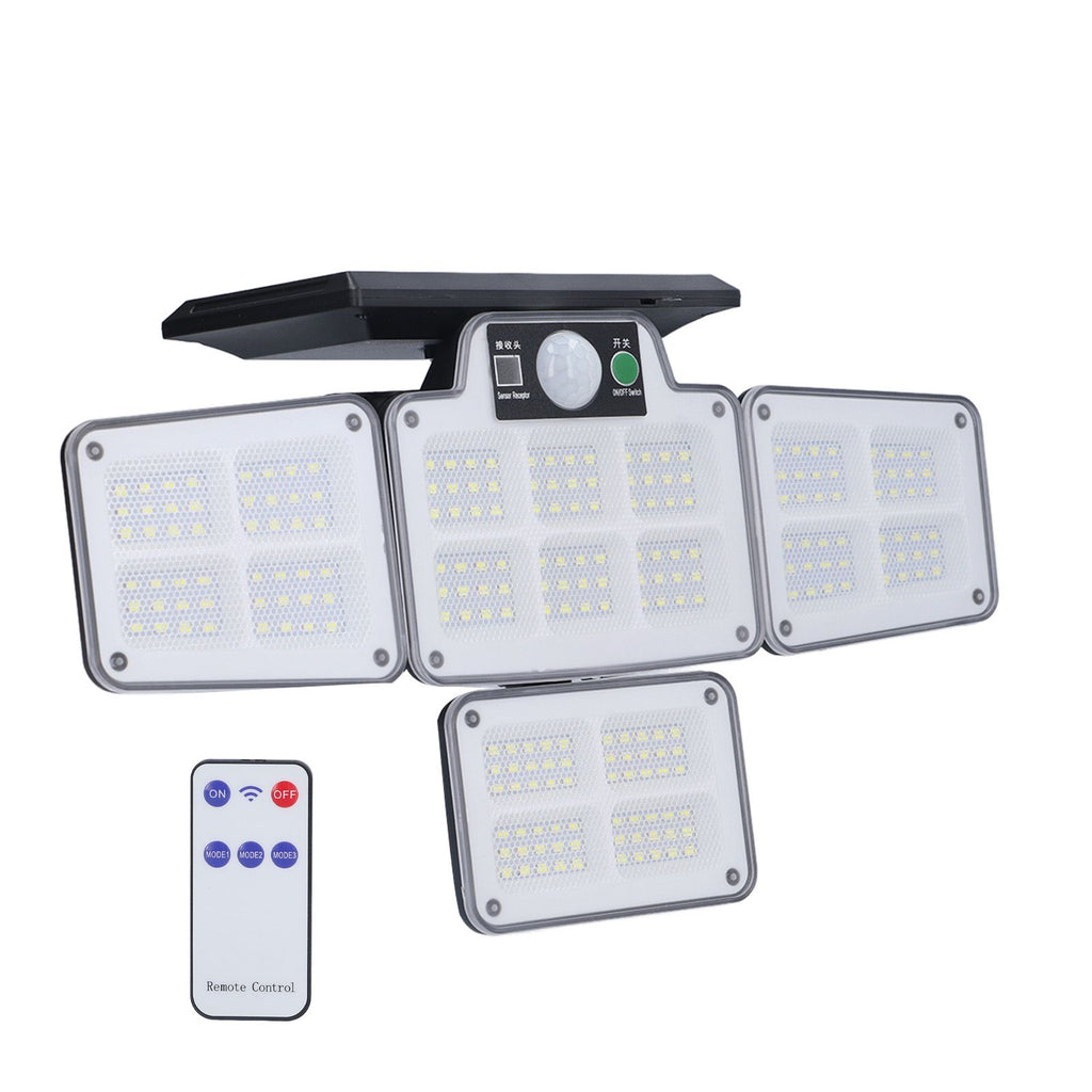 LED Solar Lights Outdoor 4 Adjustable Heads Motion Sensor Light 450LM 3 Modes Wide Angle Wall Light for Garden Pathway