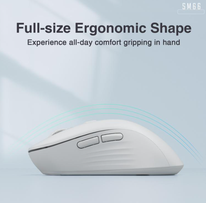 SM66 Dual Mode Wireless Gaming Mouse, Rechargeable RGB Ergonomic Mice with Adjustable DPI ,white