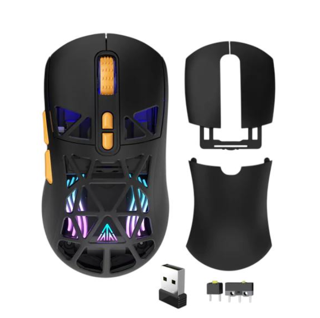 SM802 Tri‑Mode Gaming Mouse, Adjustable DPI, RGB Backlight, Ergonomic Wireless Mouse,black