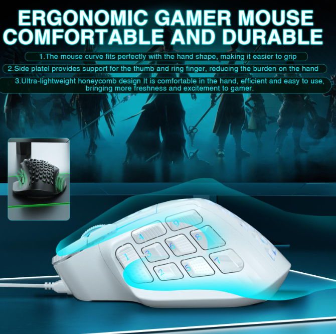 SOLAKAKA SM809 Pro Wireless Gaming Mouse，white
