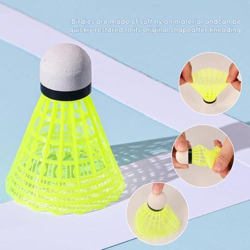 Durable Nylon Badminton Shuttlecocks Indoor Outdoor Training Recreational Yellow 12 Pack