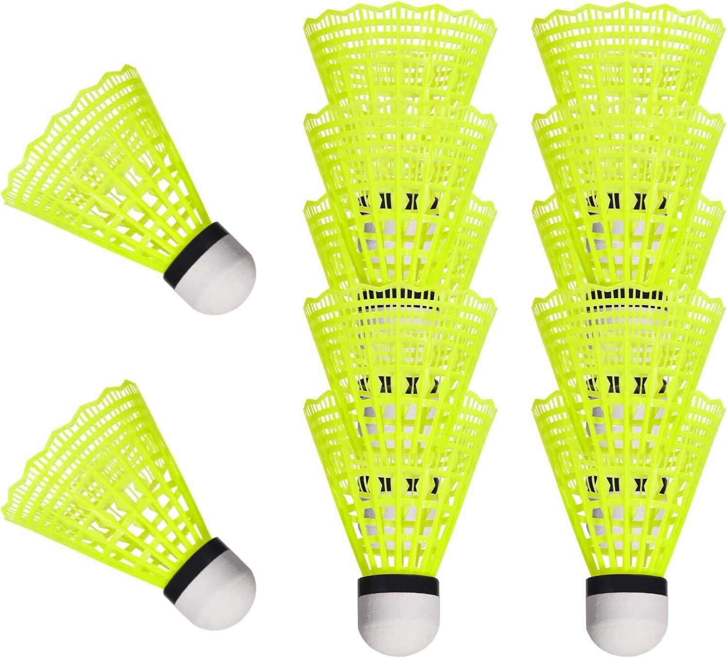 Durable Nylon Badminton Shuttlecocks Indoor Outdoor Training Recreational Yellow 12 Pack