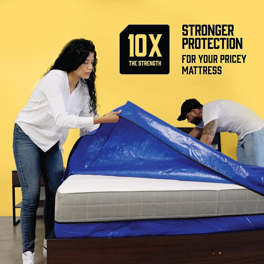 Mattress Bag Mattresses Protector Plastic Moving Storage Dust Cover Carry Bed Waterproof Zipper Packing Reusable Disposal, Extra Thick Heavy Duty, with Handles(Double)