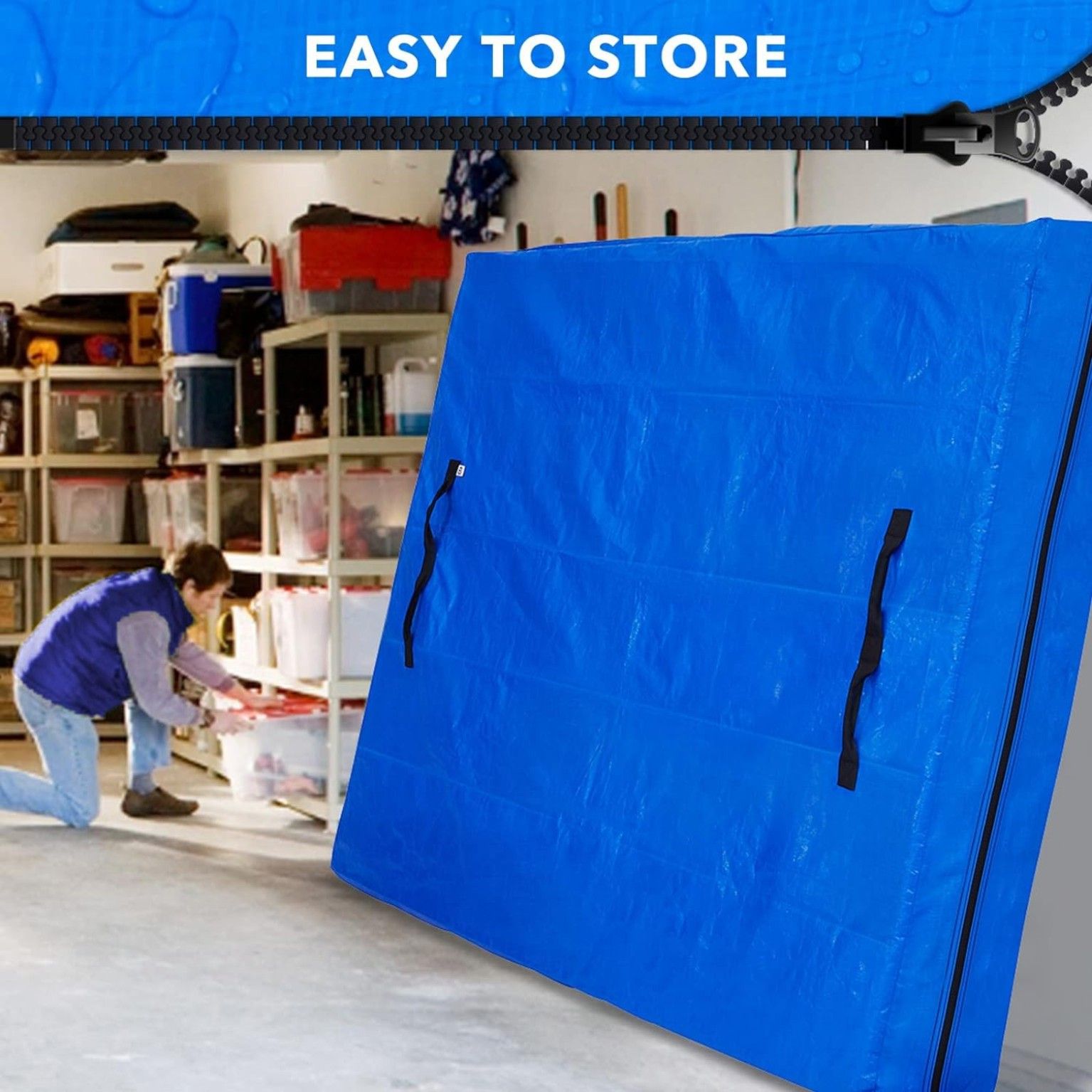 Mattress Bag Mattresses Protector Plastic Moving Storage Dust Cover Carry Bed Waterproof Zipper Packing Reusable Disposal, Extra Thick Heavy Duty, with Handles(Double)