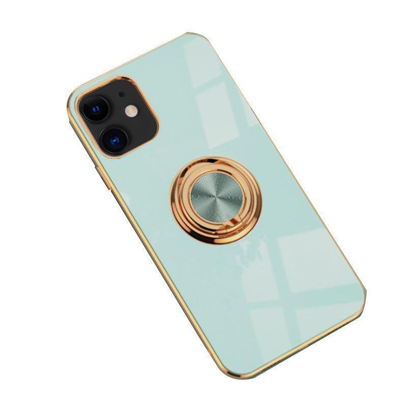 Light Cyan Luxury Shockproof Silicone Ring Case Stand Cover for iPhone 14 13 12 Pro Max - iPhone 12 Pro Max