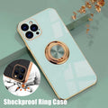 Light Cyan Luxury Shockproof Silicone Ring Case Stand Cover for iPhone 14 13 12 Pro Max - iPhone 13 Pro Max