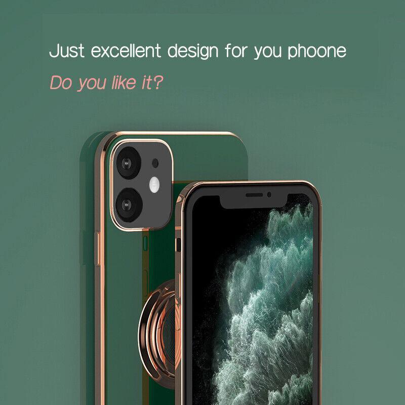 Light Cyan Luxury Shockproof Silicone Ring Case Stand Cover for iPhone 14 13 12 Pro Max - iPhone 13 Pro Max