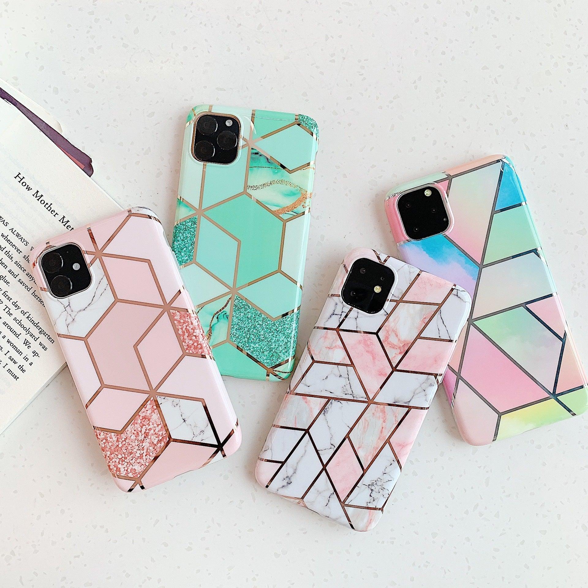 Rainbow Case for iPhone 14 13 12 11 Pro Max XR XS Marble Phone Shockproof Cover Silicone - For iphone 12Mini