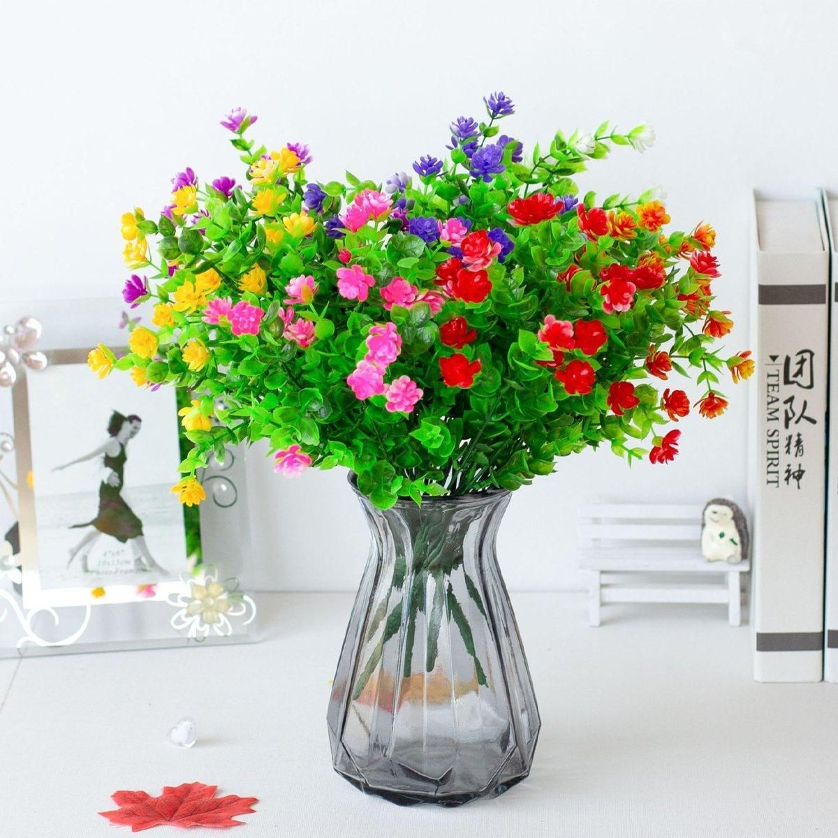 8pcs Artificial Camellia Flowers Realistic Silk Floral Decoration for Home Decor