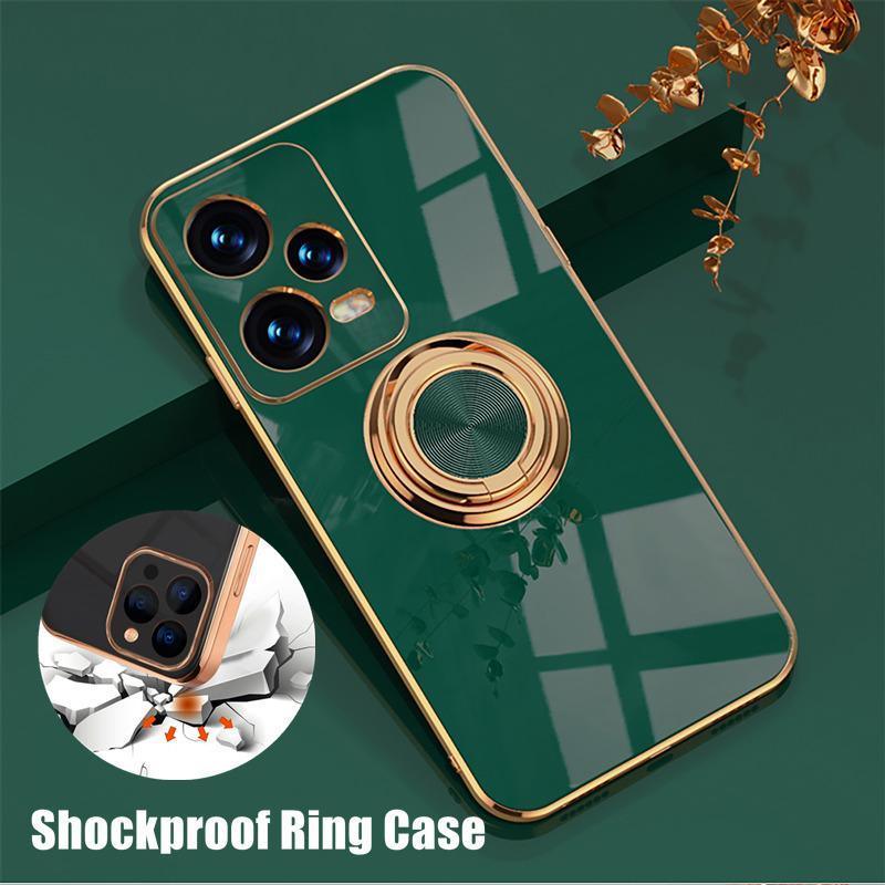 Dark Green Luxury Shockproof Silicone Ring Case Stand Cover for iPhone 14 13 12 Pro Max - iPhone 12 Pro