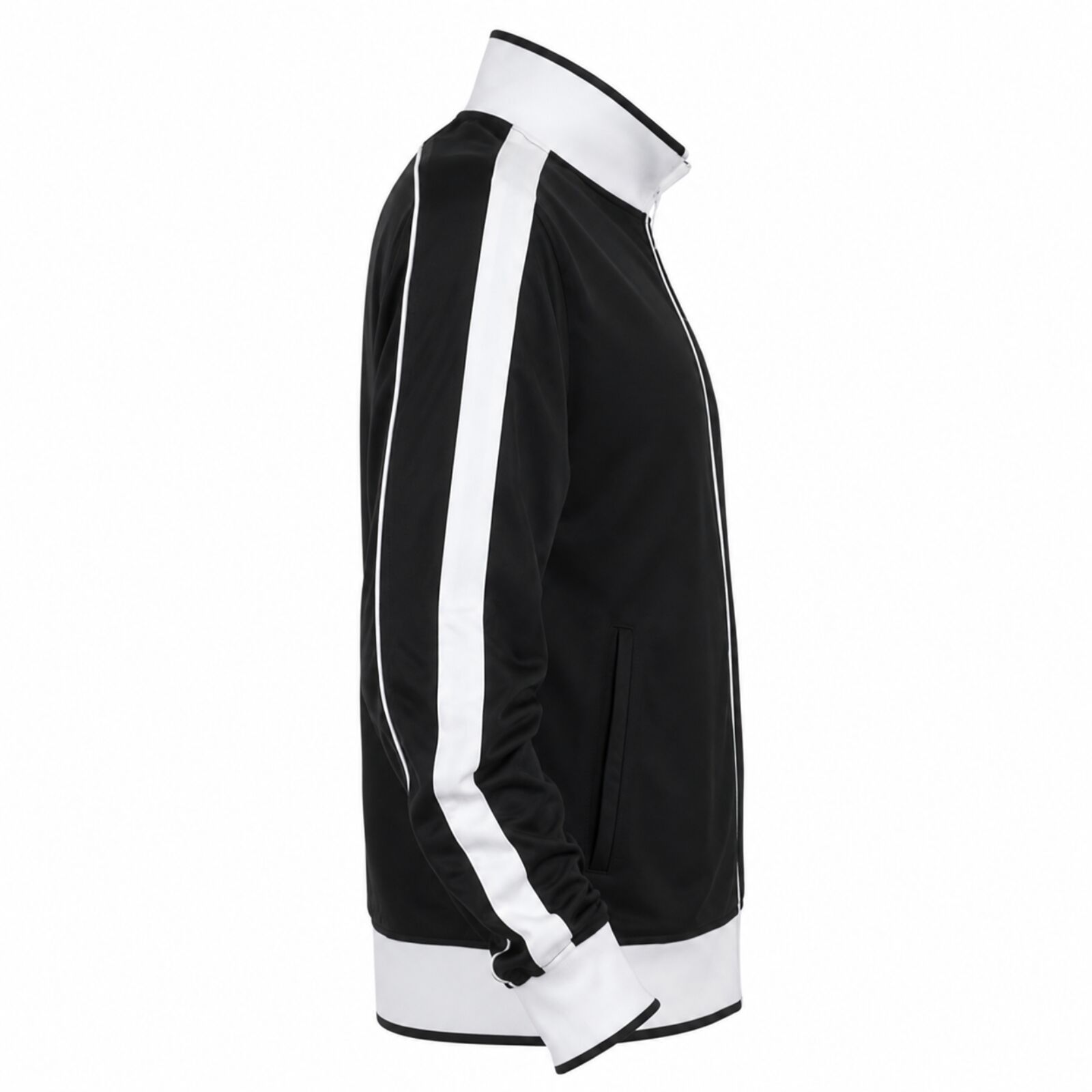Identitee Mens Varsity Track Jacket Warm Winter Tracksuit Top Zip - Black/White - L