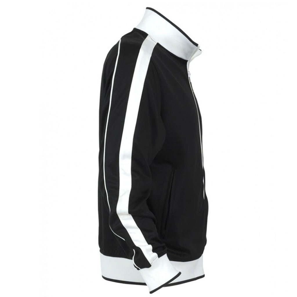 Identitee Mens Varsity Track Jacket Warm Winter Tracksuit Top Zip - Black/White - L