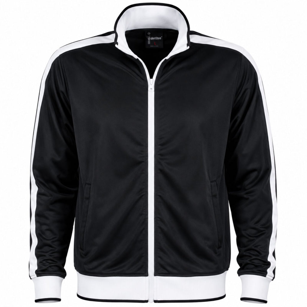 Identitee Mens Varsity Track Jacket Warm Winter Tracksuit Top Zip - Black/White - M