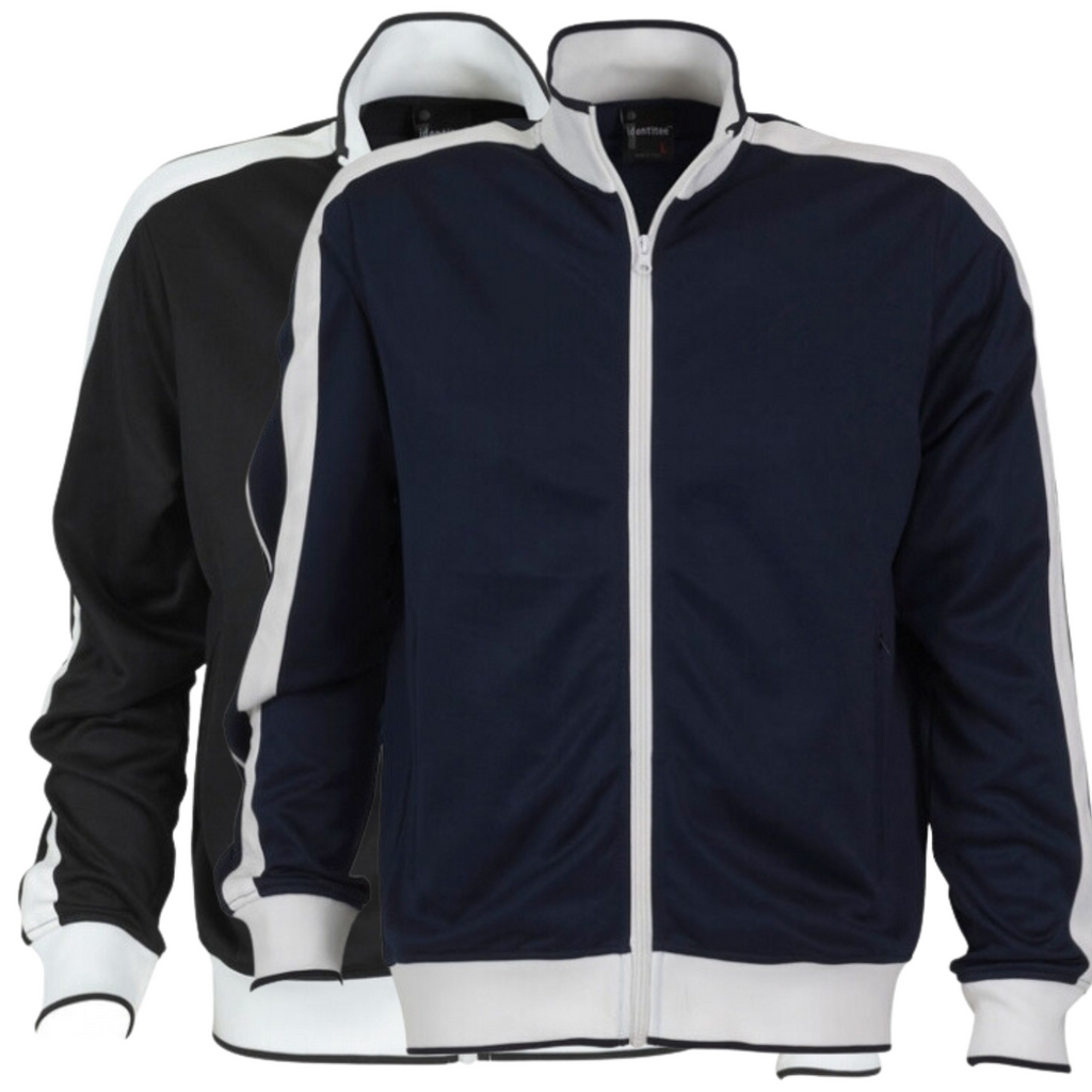 Identitee Mens Varsity Track Jacket Warm Winter Tracksuit Top Zip - Black/White - M