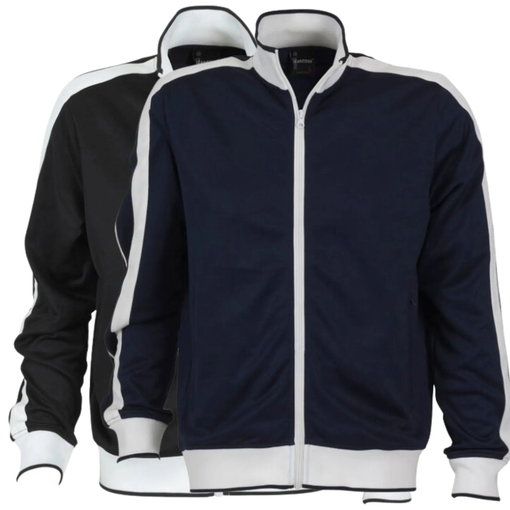 Identitee Mens Varsity Track Jacket Warm Winter Tracksuit Top Zip - Black/White - S