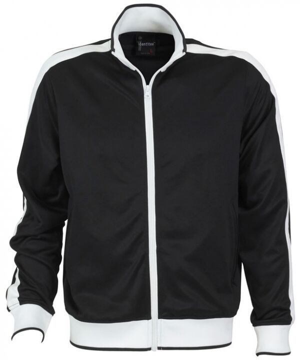 Identitee Mens Varsity Track Jacket Warm Winter Tracksuit Top Zip - Black/White - S