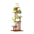 5 Tiers Vertical Bamboo Plant Stand Staged Flower Shelf Rack Outdoor Garden