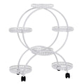 Fin White Metal Plant Stand 6-Potted Flower Pot Holder W Wheels 4 Tier Display Shelf