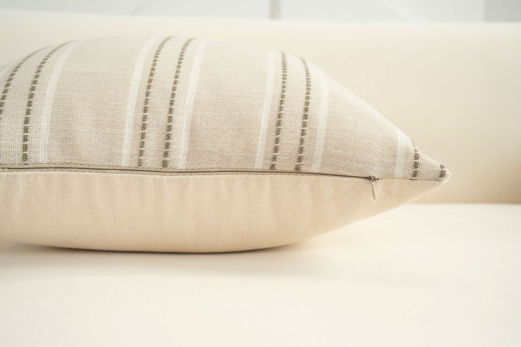 Textured Vertical Striped Pillowcases - Scandinavian Home Decor Accents (Green Stripes Pair - 45x45cm)