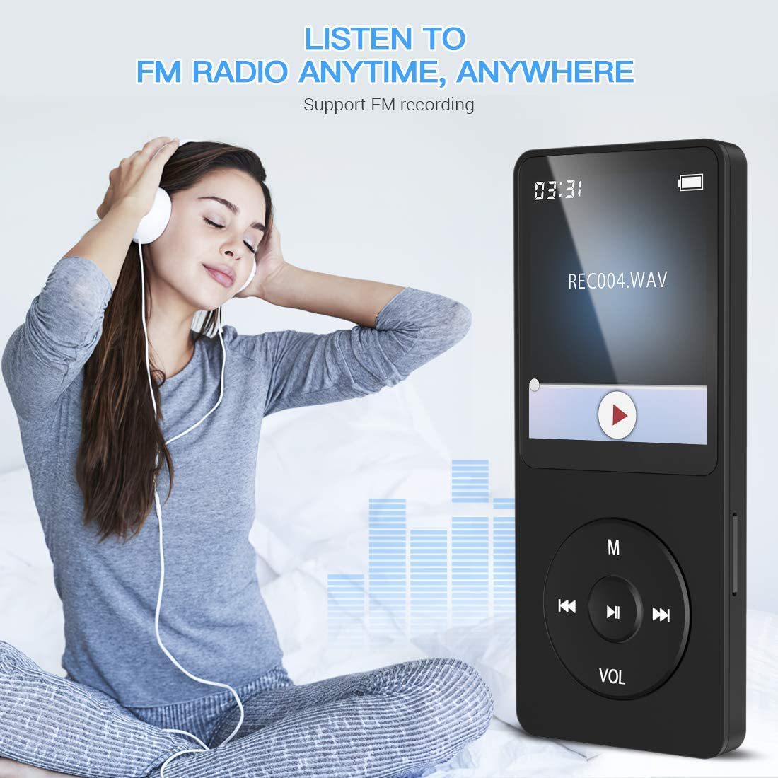Portable Digital Music Player - Bluetooth 5.4, Hi-Fi Lossless Sound, 8GB Built-in & Expandable Storage(black 64GB)