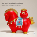 Red New Chinese Style Resin Horse Figurine with Rotating Lucky Bag – Elegant Home or Office Decor for Modern Living Spaces(Blessed immediately)