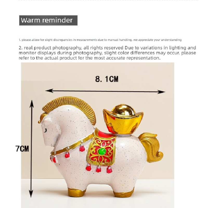 White Red New Chinese Style Resin Horse Figurine with Rotating Lucky Bag – Elegant Home or Office Decor for Modern Living Spaces(Blessed immediately)