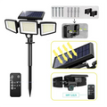 Solar Powered Motion Sensor Outdoor Light with Remote Control and ground plug for Garden Garage and Front Door+ground plug