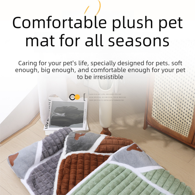 Brown S size Luxury Plush Pet Sleeping Mat, Thickened Warm Pet Bed Cushion for Dogs and Cats, Soft Fabric Pet Sofa Pad with Non-Slip Waterproof Base