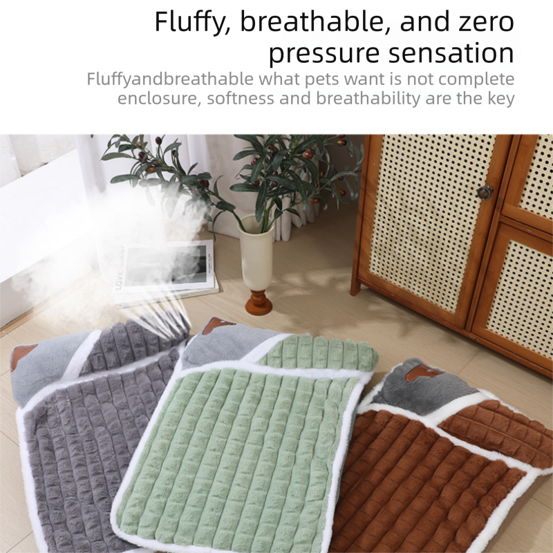 Brown M size Luxury Plush Pet Sleeping Mat, Thickened Warm Pet Bed Cushion for Dogs and Cats, Soft Fabric Pet Sofa Pad with Non-Slip Waterproof Base
