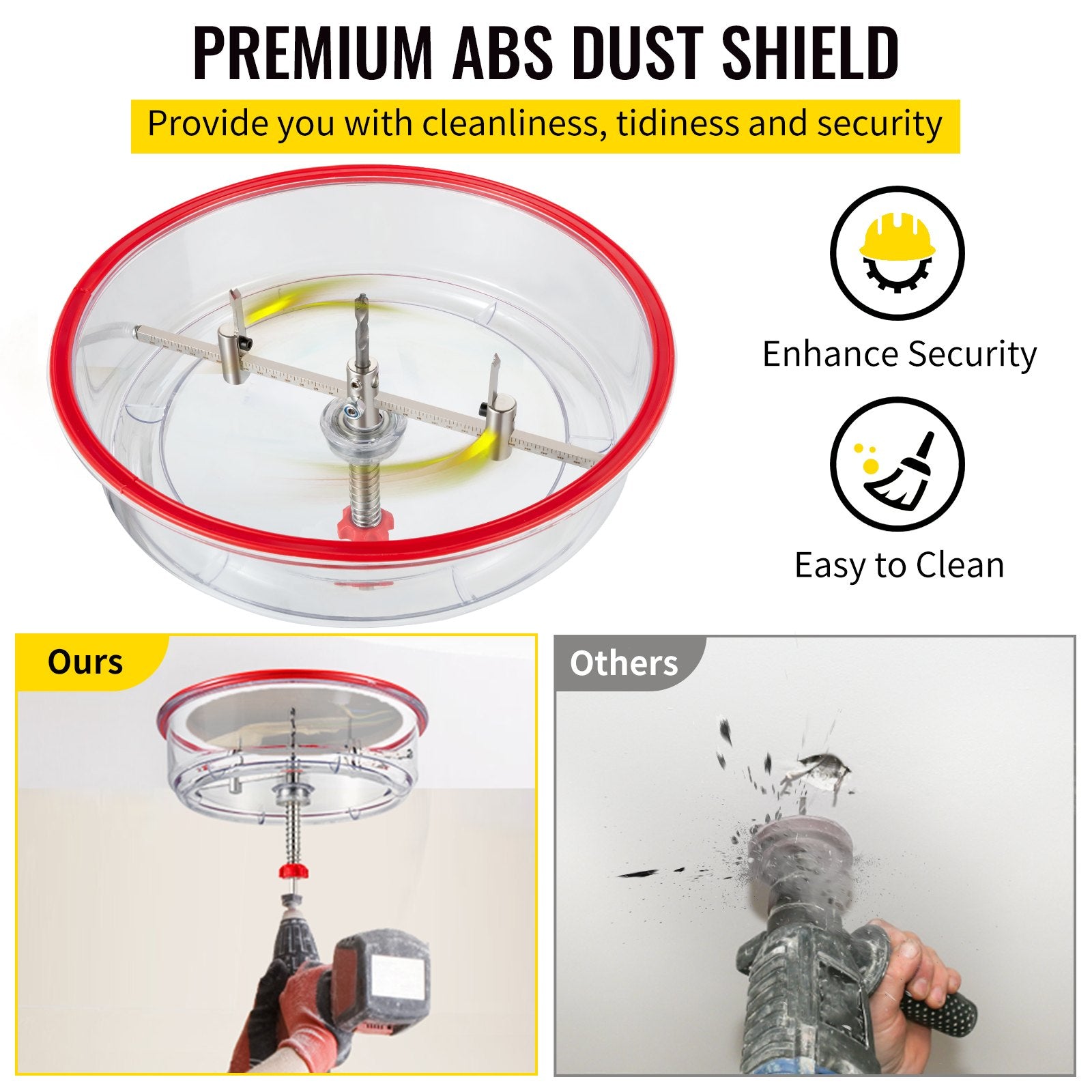 Adjustable Hole Saw Cutter Kit, 1-5/8\" to 11-13 /16\" (40-300 mm), Recessed Hole Saw with PC Dust Shield, Two Replaceable Pilot Drill Bits, for Recessed Lights, Ceiling Speakers, Vent Holes