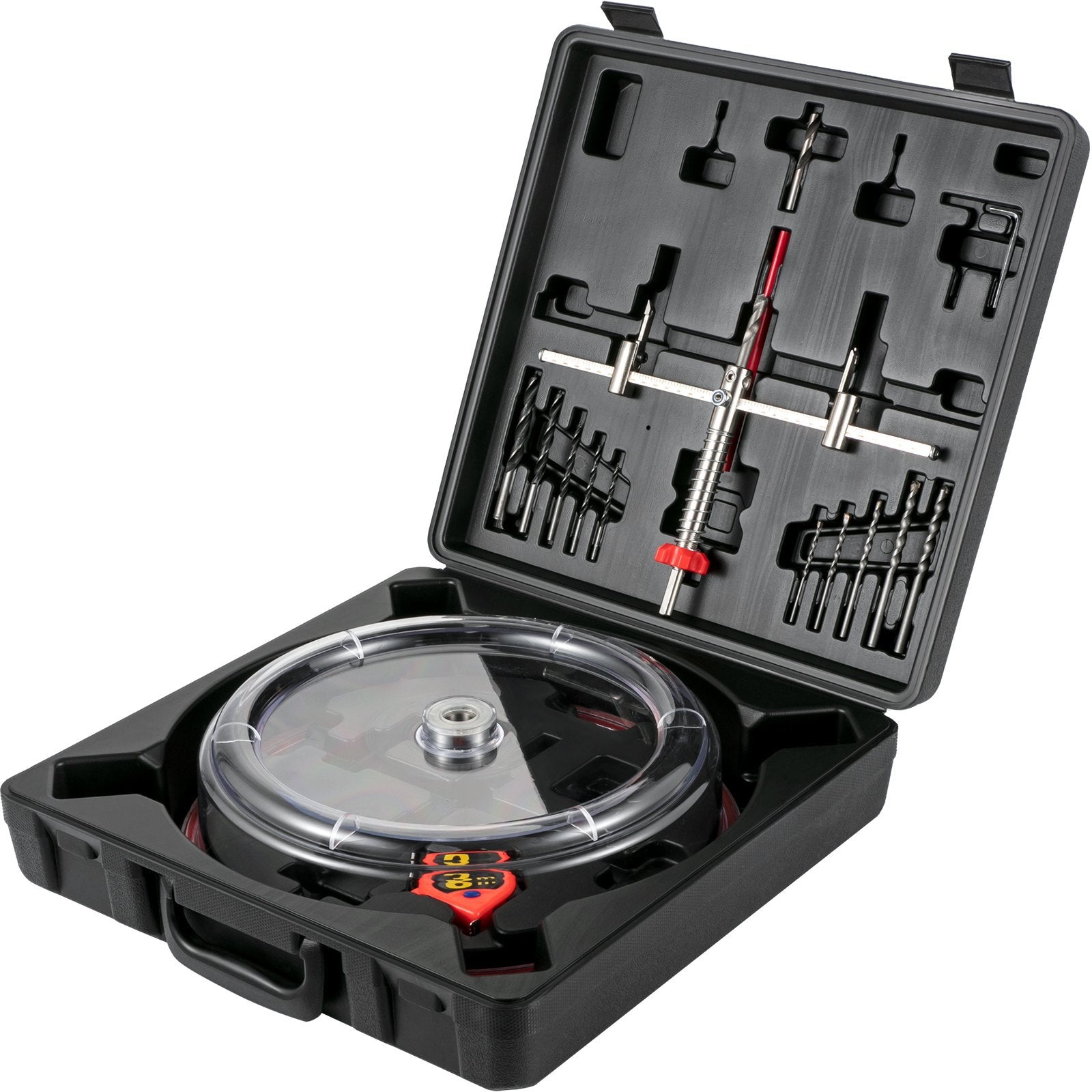 Adjustable Hole Saw Cutter Kit, 1-5/8\" to 11-13 /16\" (40-300 mm), Recessed Hole Saw with PC Dust Shield, Two Replaceable Pilot Drill Bits, for Recessed Lights, Ceiling Speakers, Vent Holes