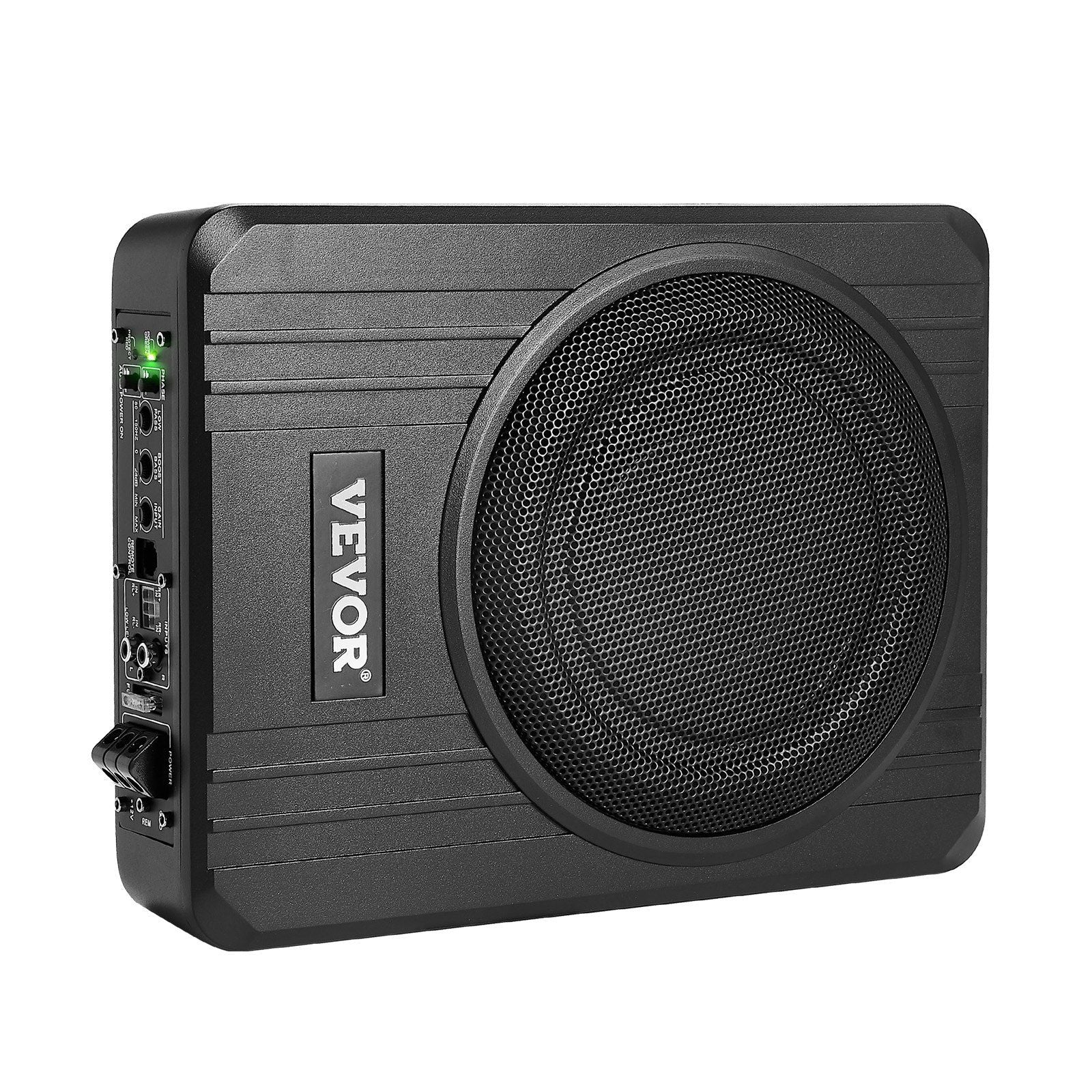 8" 400W Underseat Car Subwoofer, Slim Powered Car Subwoofers Under the Seat, Low Profile Audio Sub Built-in Amplifier, High/Low Level Input & Volume Controller for SUVs, Car, Truck, RV