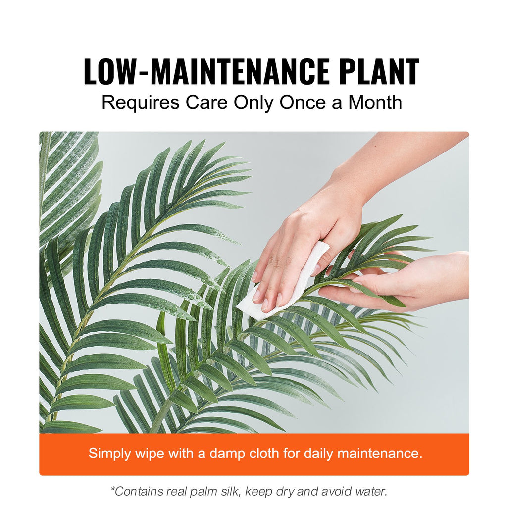 Artificial Palm Tree, 1.5m Tall Faux Plant, Secure PE Material & Anti-Tip Tilt Protection Low-Maintenance Plant, Lifelike Green Fake Tree for Home Office Warehouse Decor Indoor Outdoor