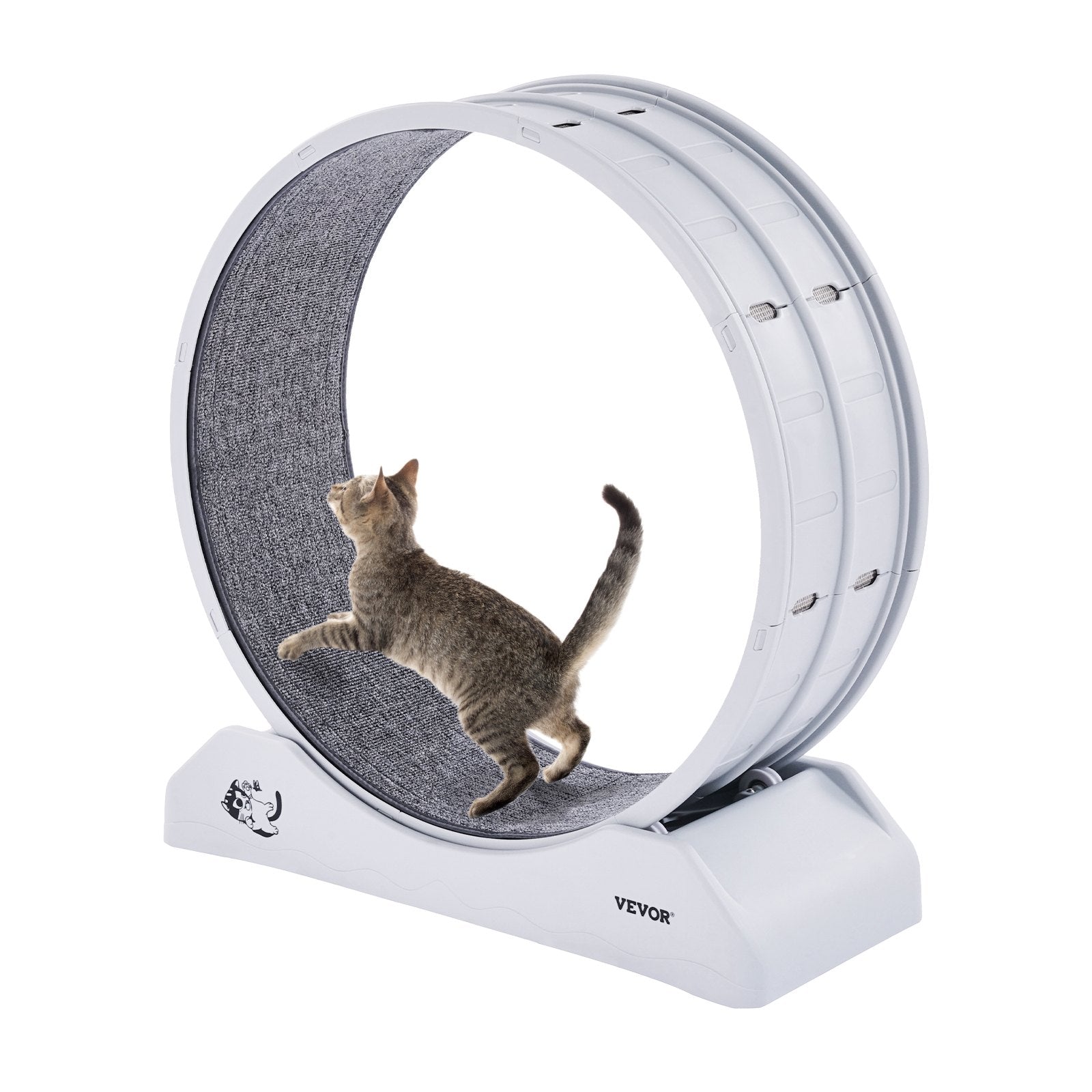 Cat Exercise Wheel, 31.5 in, Large Cat Running Wheel with Secure Brake & Carpeted Runway, Quiet Operation Cat Treadmill, Indoor Cats Exerciser Wheel for Pets Weight Loss & Health White