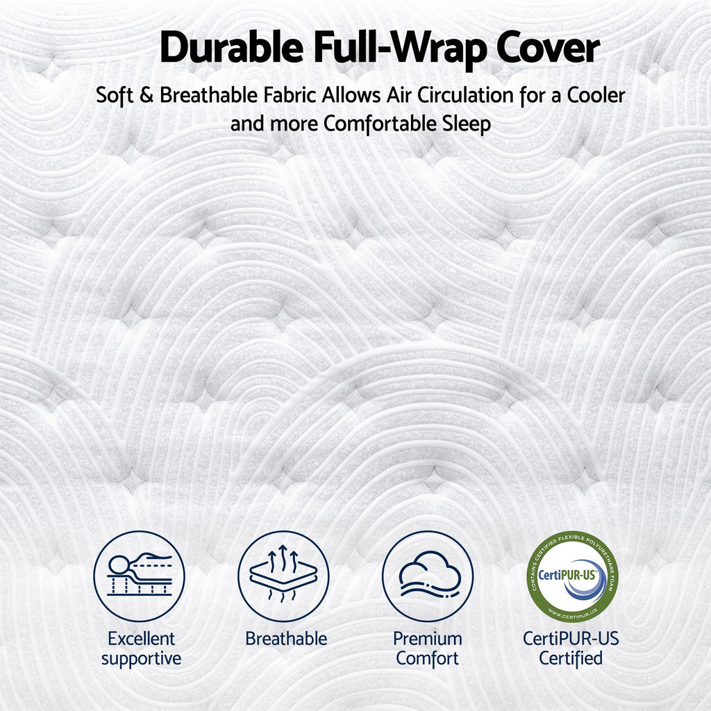 RoomSense Double Mattress, 34cm Thick Medium Firm Hybrid Mattress for Back Pain Relief, Tencel Cooling Pocket Spring Mattress Double Size in a Box